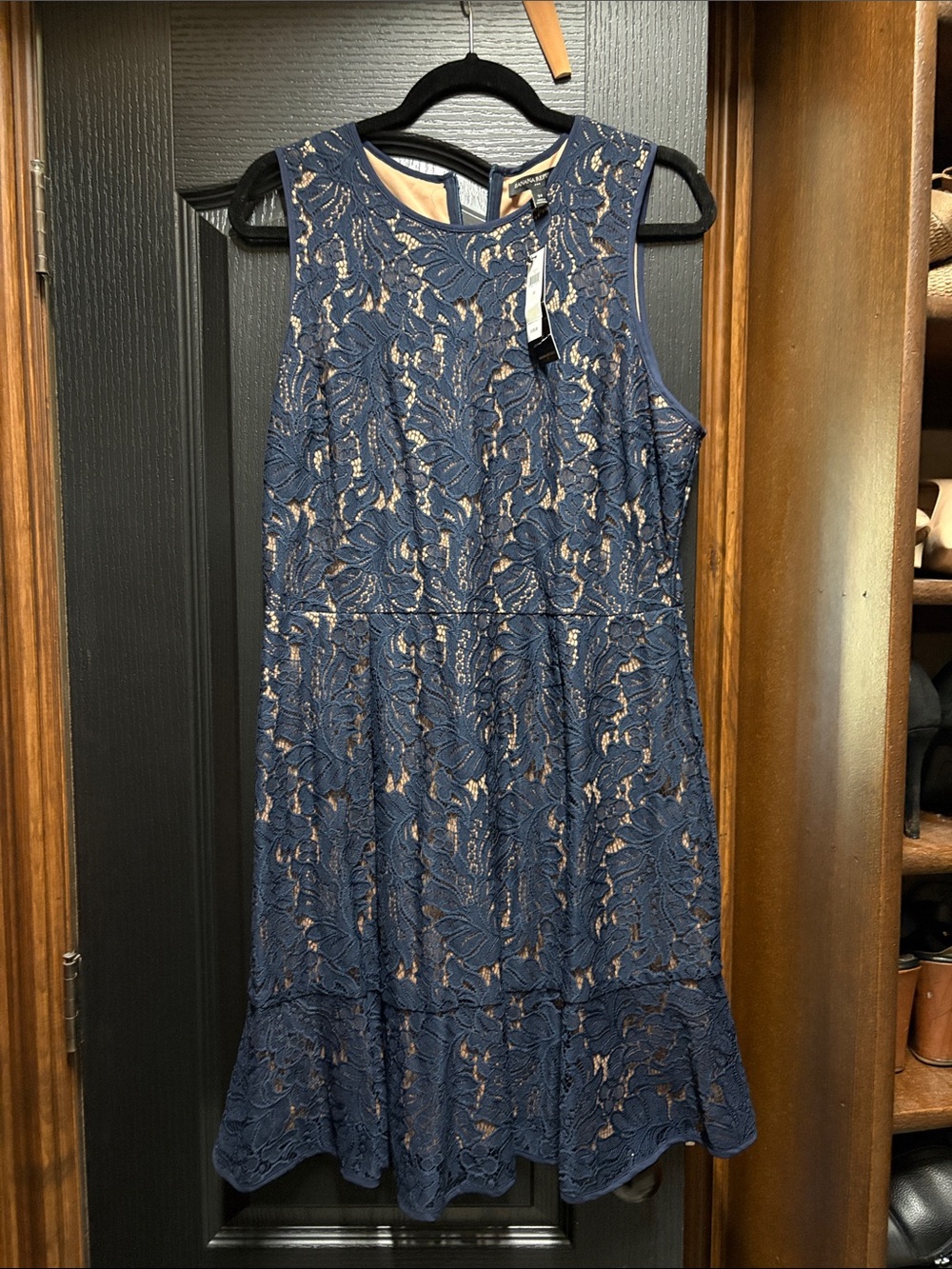 Banana Republic Navy Lace Overlay Midi Dress